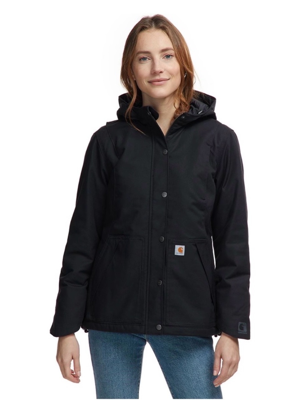 Carhartt Women’s Black Full Swing Cryder Hooded Work Jacket Size XL